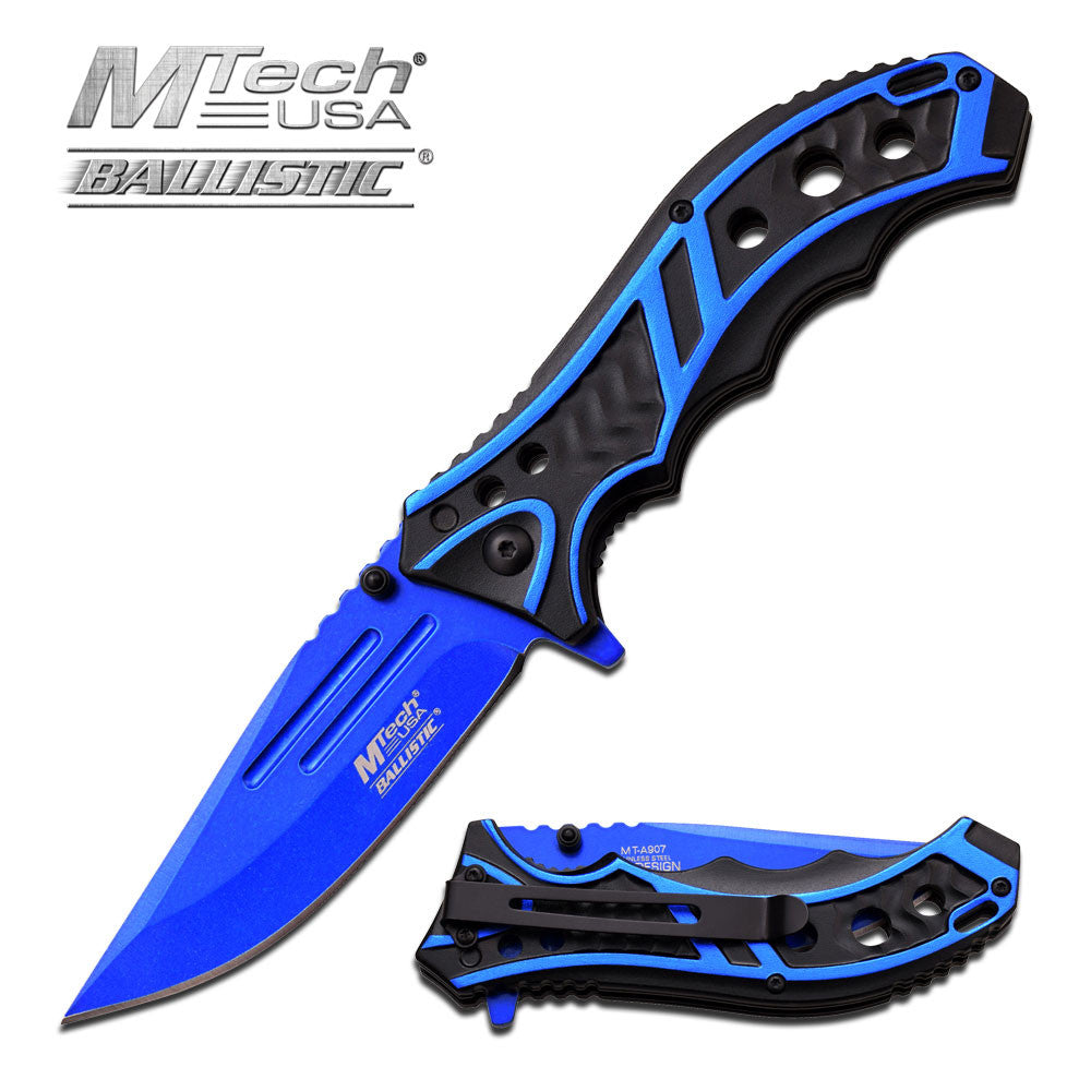 MTech Spring Assisted Blue Blade Tactical Folding Pocket Knife Switch 8" Knife-Assist - Tophatter Daily Deals