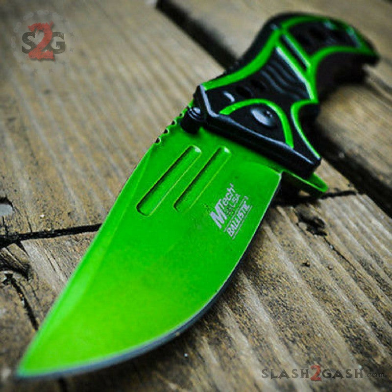 MTech Spring Assisted Green Blade Tactic Folding Pocket Knife Switch 8" Knife-Assist - Tophatter Daily Deals