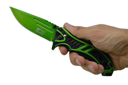MTech Spring Assisted Green Blade Tactic Folding Pocket Knife Switch 8