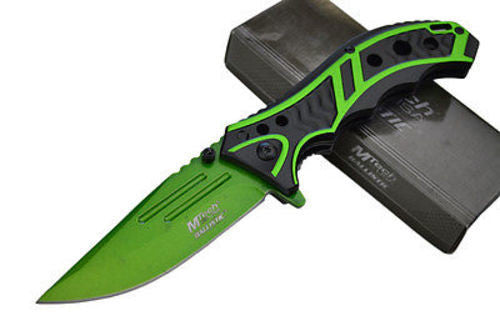 MTech Spring Assisted Green Blade Tactic Folding Pocket Knife Switch 8" Knife-Assist - Tophatter Daily Deals