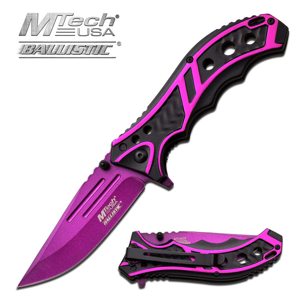 MTech Spring Assisted Purple Blade Tact Folding Pocket Knife Switch 8" Knife-Assist - Tophatter Daily Deals