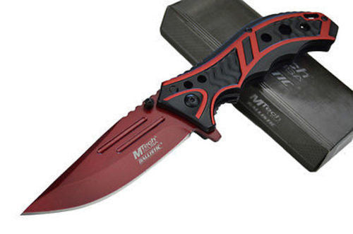M-Tech Spring Assisted Red Blade Tactical Folding Pocket Knife Switch 8