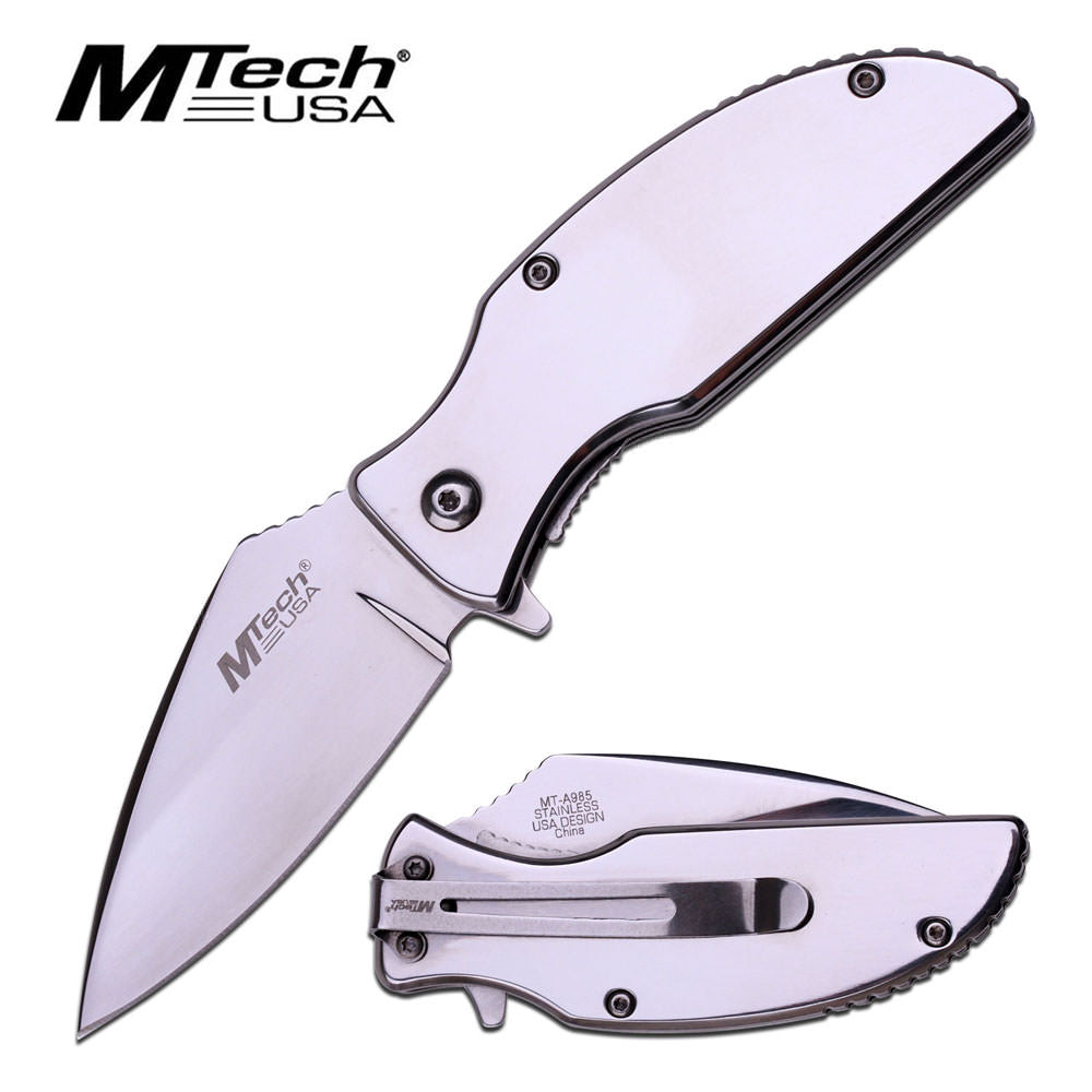 Mtech 2.75" Blade Mirror Polished Spring Assist Folding Pocket Knife - Tophatter's Guns'N'Weapons Store Collectible Weapons - Tophatter Daily Deals