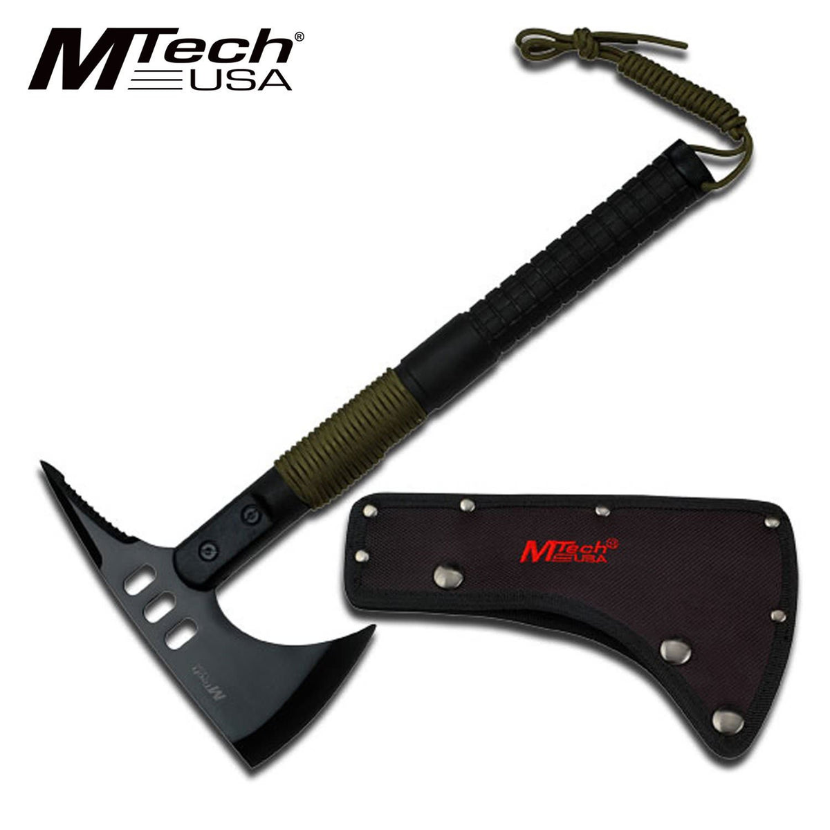 M-Tech Survival Tactical 14.75" Axe Green Paracord - TOPHATTER'S ARMORY DEALS Collectible Weapons - Tophatter Daily Deals