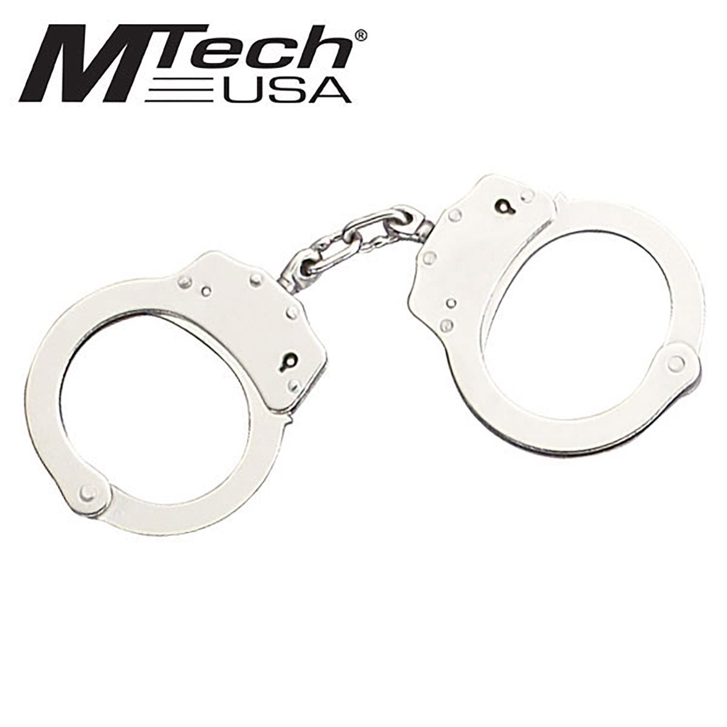 MTech Nickel Silver Carbon Steel Handcuff Double Locking + 2 Keys Collectible Weapons - Tophatter Daily Deals