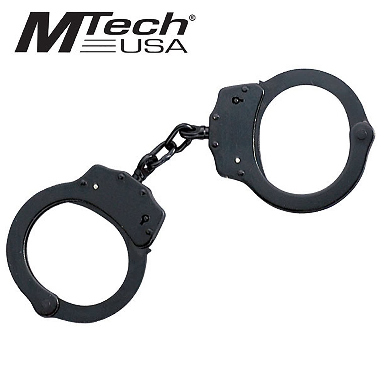 MTech Tactical Black Carbon Steel Handcuff Double Locking + 2 Keys - TOPHATTER'S ARMORY DEALS Collectible Weapons - Tophatter Daily Deals