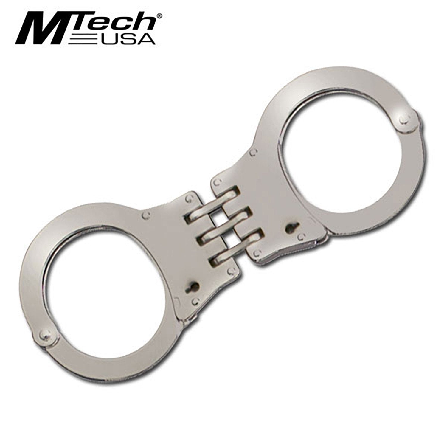 Nickel Plated Double Lock Hinged Handcuffs - Tophatter's Guns'N'Weapons Store Collectible Weapons - Tophatter Daily Deals