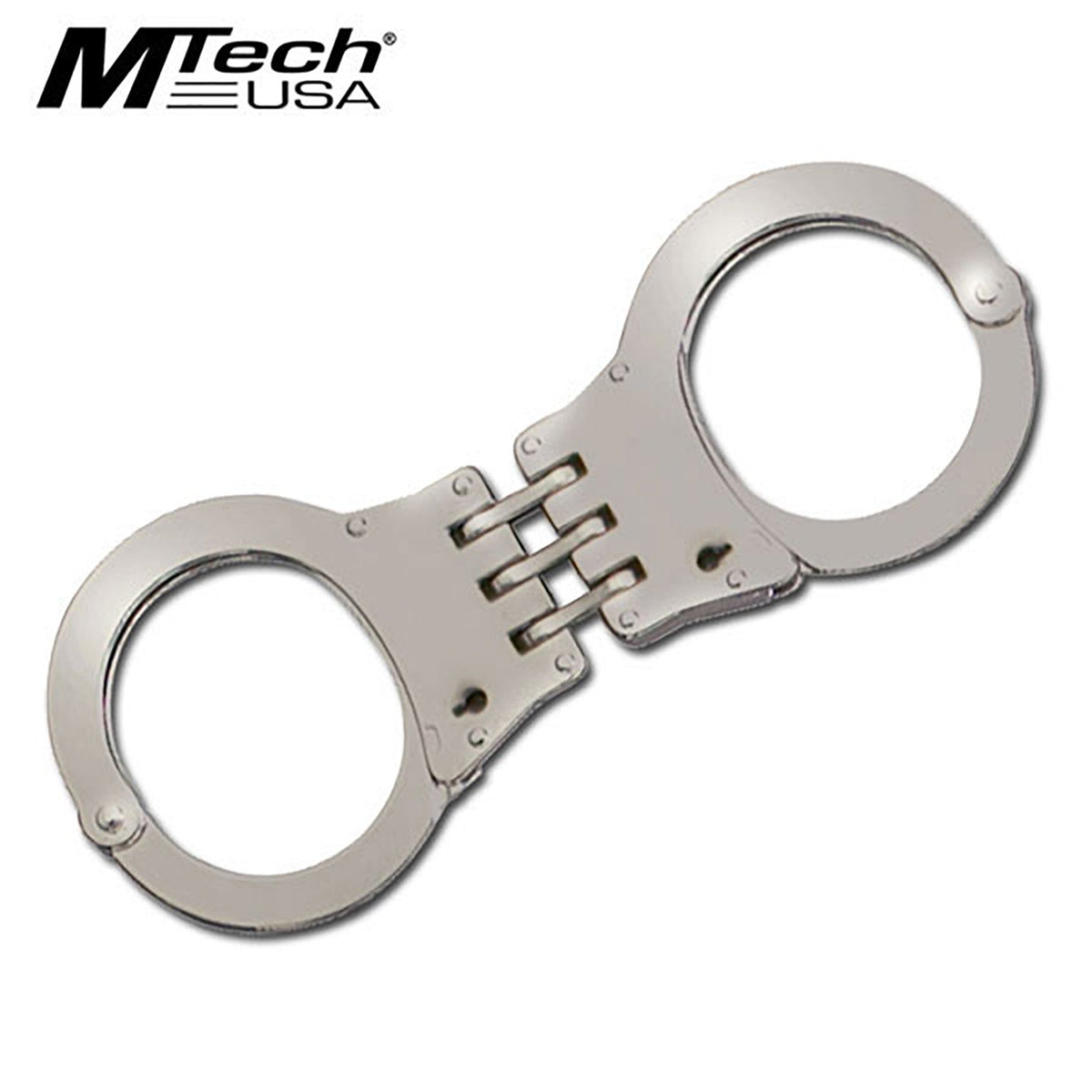 Nickel Plated Double Lock Hinged Handcuffs - TOPHATTER'S ARMORY DEALS Collectible Weapons - Tophatter Daily Deals