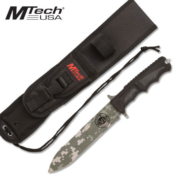 Fixed Blade Tactical Survival Knife Green Digital Camo Hunting Camping Knife - Tophatter's Army Products & Self Defense Collectible Weapons - Tophatter Daily Deals