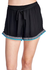 Women's Short with Color Trim Black Blue 3 Shorts - Tophatter Daily Deals