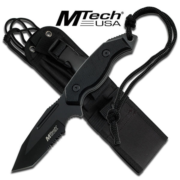 Black Tactical 5MM Thick Tanto Blade Hunting Knife With Custom Sheath - Tophatter's Guns'N'Weapons Store Collectible Weapons - Tophatter Daily Deals