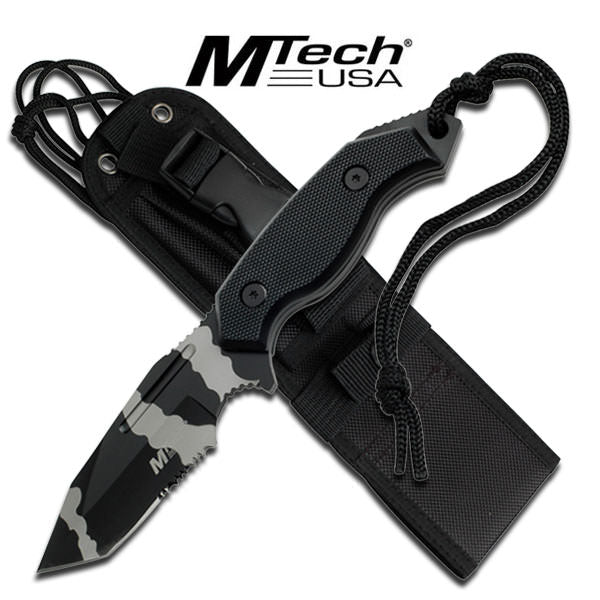 Urban Camo Finish 5MM Thick Tanto Blade Hunting Knife W/ Custom Sheath Collectible Weapons - Tophatter Daily Deals