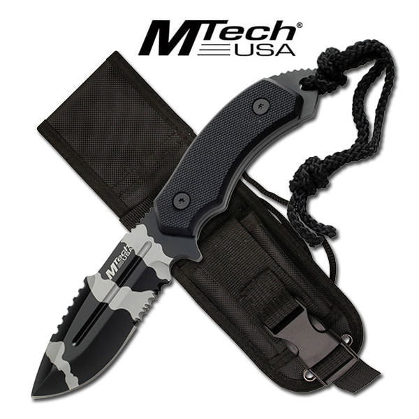 Tactical 5MM Thick Urban Camo Blade Hunting Knife With Custom Sheath Collectible Weapons - Tophatter Daily Deals