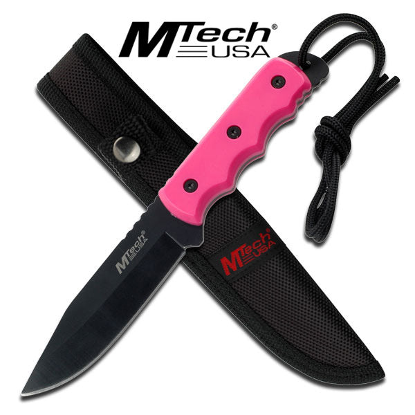 Pink Full Tang Fixed Blade Drop Point Survival Knife with Sheath - Tophatter's Inc. Weapons Store Online Collectible Weapons - Tophatter Daily Deals