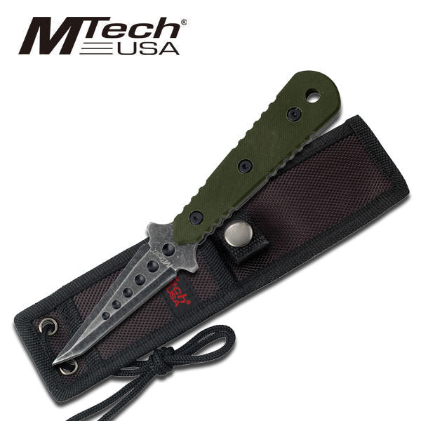 3MM Thick Full tang tanto blade, MTech Boot Knife with Green G10 Handle - Tophatter's Guns'N'Weapons Store Collectible Weapons - Tophatter Daily Deals