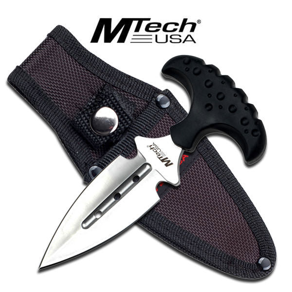 Mtech USA Satin Finish Dual Bladed Knife - Black Handle Push Dagger - Tophatter's Inc. Weapons Store Online Collectible Weapons - Tophatter Daily Deals