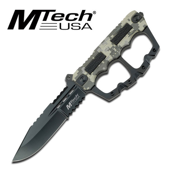 10.5 Inch Mtech Fixed Blade Digital Camo Knuckle Handle Knife - TOPHATTER'S ARMORY DEALS Collectible Weapons - Tophatter Daily Deals