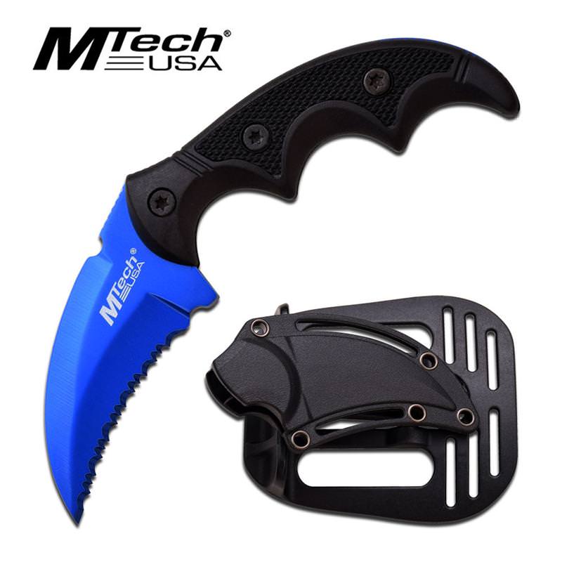 Mtech 5" Blue Full Tang Serrated Combat Karambit Knife Collectible Weapons - Tophatter Daily Deals