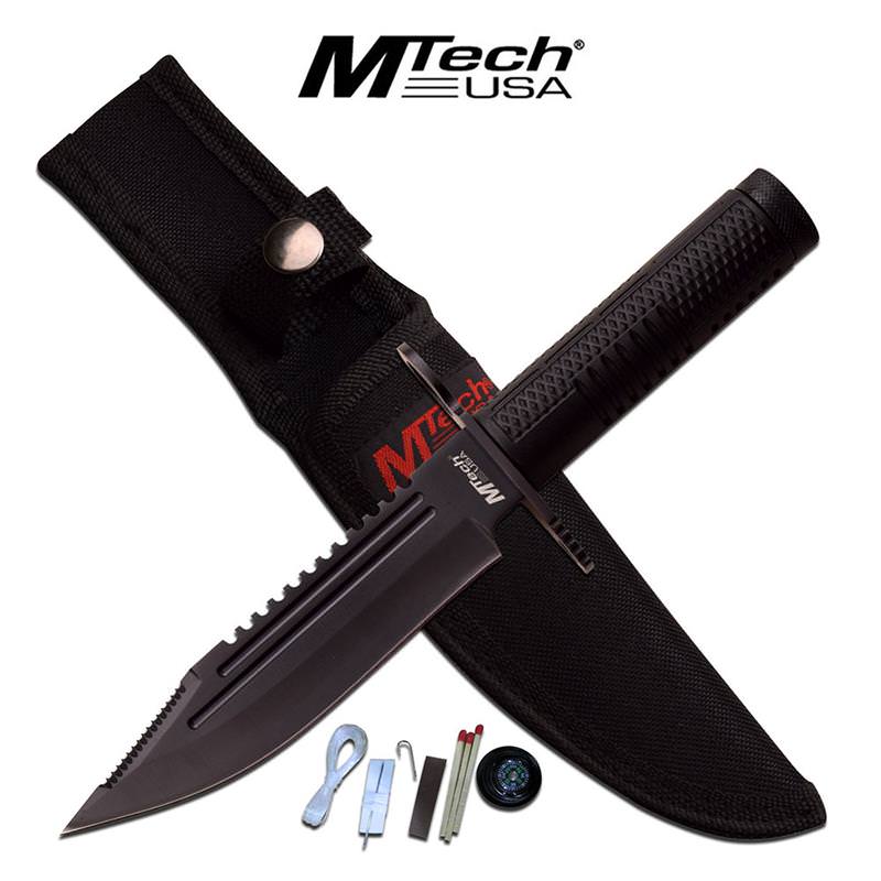 Black Fixed Blade Tactical Military Knife With Survival Kit & Sheath - Tophatter's Guns'N'Weapons Store Collectible Weapons - Tophatter Daily Deals