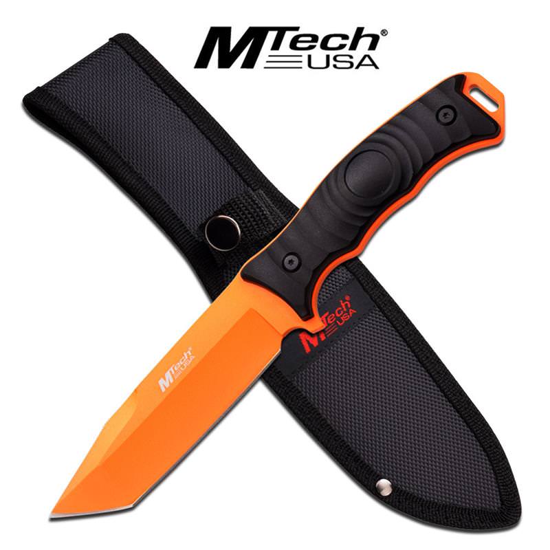 Mtech Orange Tanto Full Tang Combat Blade Survival Knife - TOPHATTER'S ARMORY DEALS Collectible Weapons - Tophatter Daily Deals