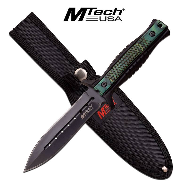 MTech USA Double Edge Fixed Blade Dagger Knife Green Pakkawood Collectible Weapons - Tophatter Daily Deals