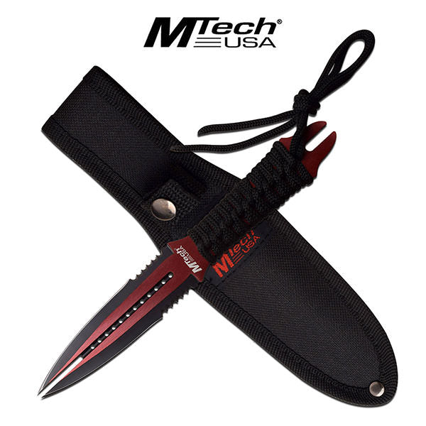 8.5" Red Black Double Edge Blade Dual Tip Wasp Knife Fixed Blade Dagger Collectible Weapons - Tophatter Daily Deals