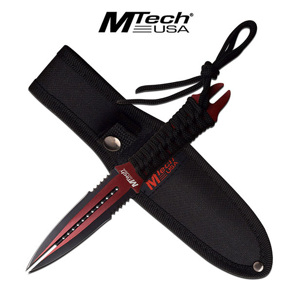 8.5" Red Black Double Edge Blade Dual Tip Wasp Knife Fixed Blade Dagger - Tophatter's Inc. Weapons Store Online Collectible Weapons - Tophatter Daily Deals