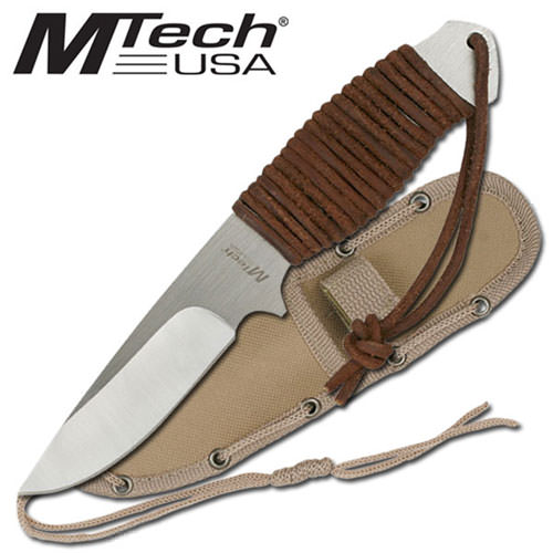 7.75 Inch Leather Wrap Stainless Desert Survival Knife - Tophatter's Guns'N'Weapons Store Collectible Weapons - Tophatter Daily Deals