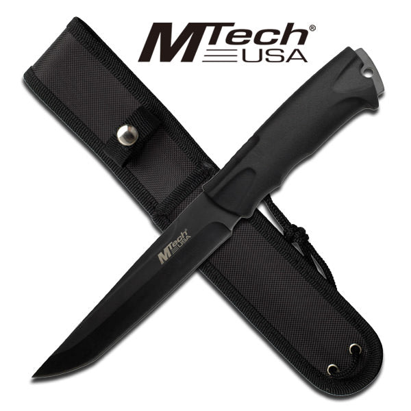 10.75 Inch Overall All Black Fixed Blade Hunting Knife With Sheath Collectible Weapons - Tophatter Daily Deals