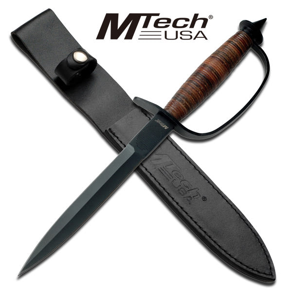 MTech Military Combat Leather Handled Trench Knife - TOPHATTER'S ARMORY DEALS Collectible Weapons - Tophatter Daily Deals