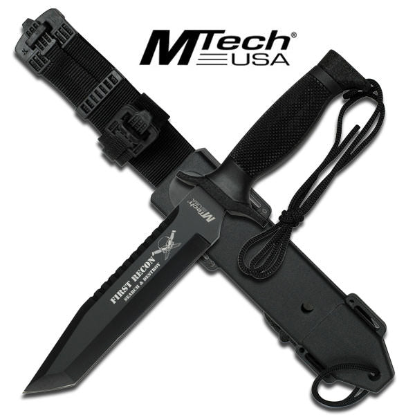 FIRST RECON MTech Tactical Rescue Knife With Custom Sheath - TOPHATTER'S ARMORY DEALS Collectible Weapons - Tophatter Daily Deals