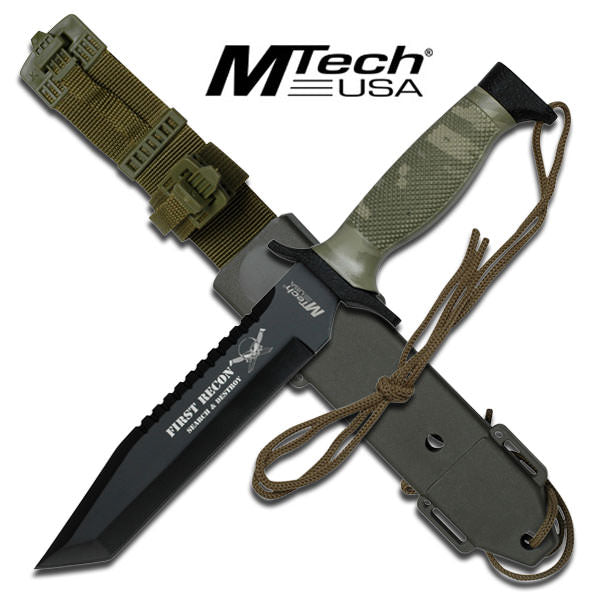 First Recon Black Tanto Blade Camo Handle Tactical Combat Knife 12