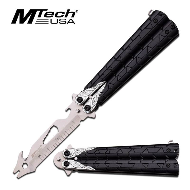 MTech USA 4.75 Inches Multi Function Silver Blade Handle With Silver Dragon - Tophatter's Guns'N'Weapons Store Collectible Weapons - Tophatter Daily Deals