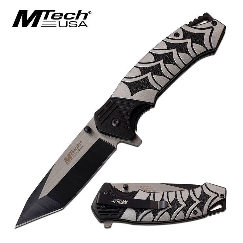 3.5" Black Tanto Blade Silver Katana Handle Tactical Spring Assist Knife - TOPHATTER'S ARMORY DEALS Collectible Weapons - Tophatter Daily Deals