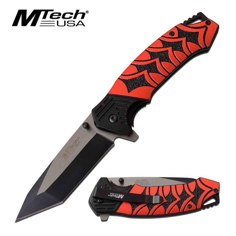 3.5" Black Tanto Blade Red Katana Handle Tactical Spring Assist Knife - Tophatter's Guns'N'Weapons Store Collectible Weapons - Tophatter Daily Deals