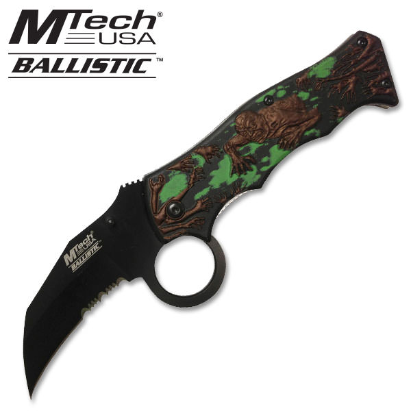 Spring Assist Knife - Brown Zombie With Green Blood on Black Handle - Tophatter's Army Products & Self Defense Collectible Weapons - Tophatter Daily Deals
