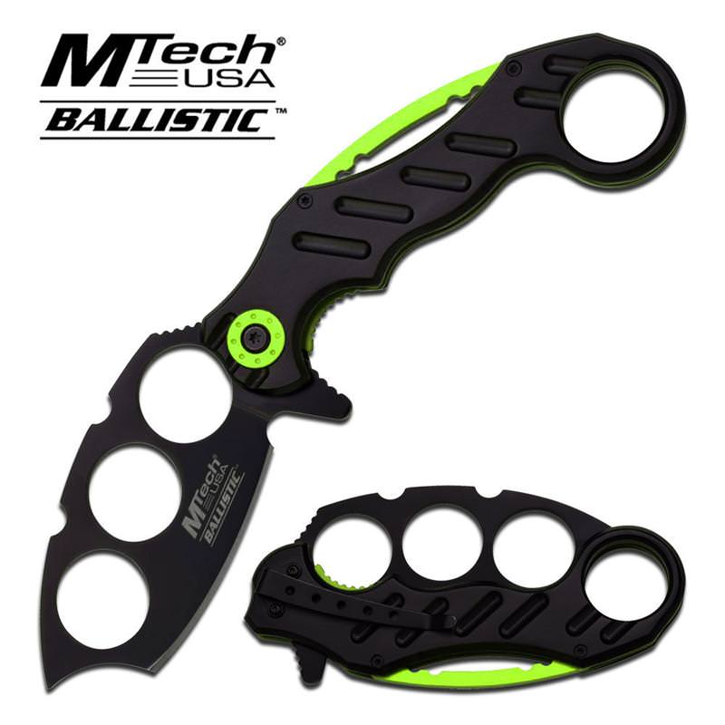 Assisted Opening Knife 5.5 Inches Closed With Black and Green Spine Handle - TOPHATTER'S ARMORY DEALS Collectible Weapons - Tophatter Daily Deals
