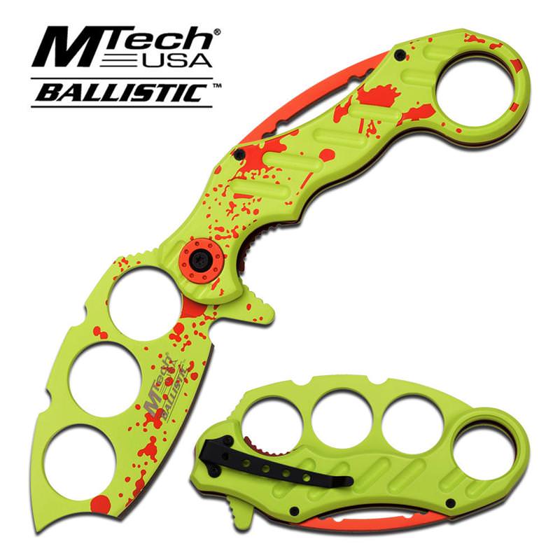 Assisted Opening Knife 5.5 Inches Closed With Zombie Green Handle - Tophatter's Guns'N'Weapons Store Collectible Weapons - Tophatter Daily Deals