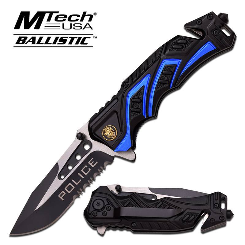 Tactical Police Spring Assisted Folding Pocket Knife With Partially Serrated Blade Collectible Weapons - Tophatter Daily Deals