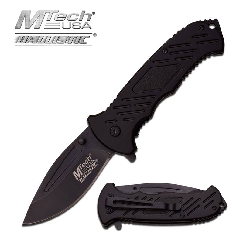 Mtech Tactical Spring Assist Knife Black Handle - TOPHATTER'S ARMORY DEALS Collectible Weapons - Tophatter Daily Deals