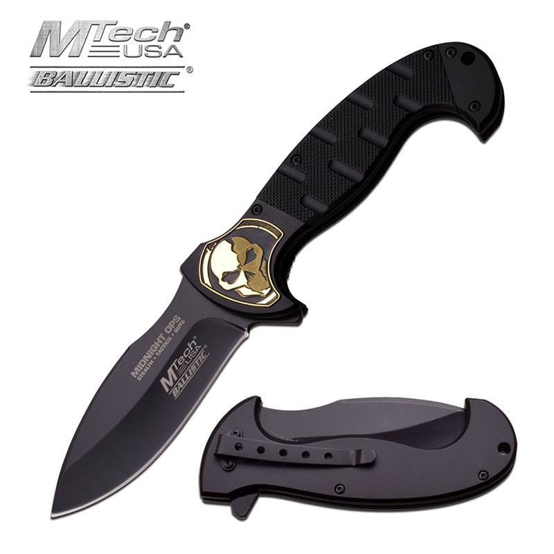 MIDNIGHT OPS Tactical Spring Assisted Folding Knife - MTech Stealth Tactics - TOPHATTER'S ARMORY DEALS Collectible Weapons - Tophatter Daily Deals