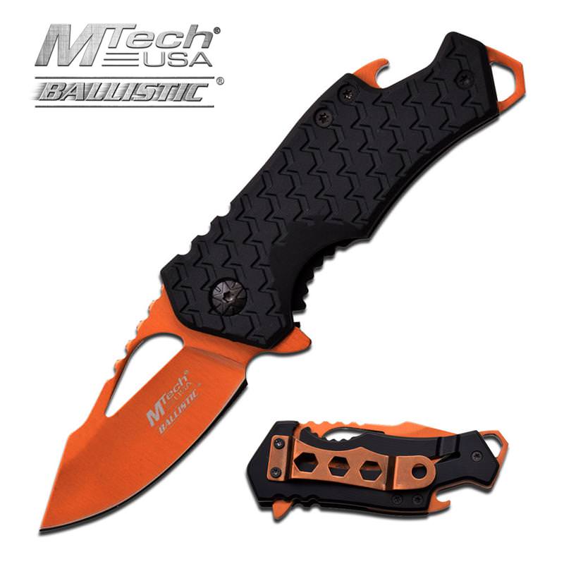 3 Inches Assisted Opening Knife Orange Blade With Black Handle Collectible Weapons - Tophatter Daily Deals