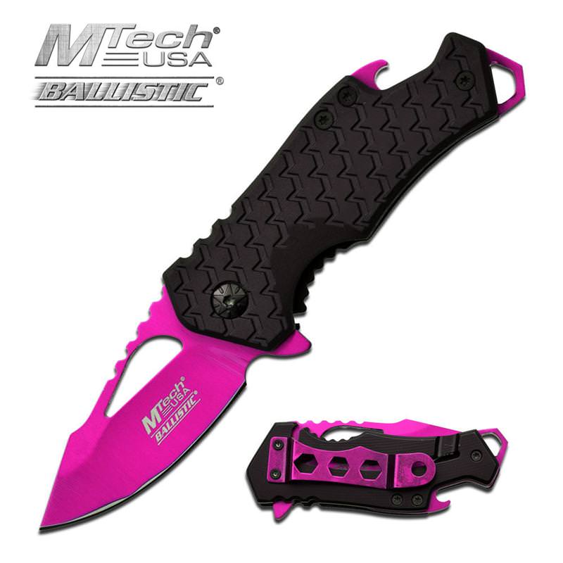 3 Inches Assisted Opening Knife Pink Blade With Black Handle Collectible Weapons - Tophatter Daily Deals