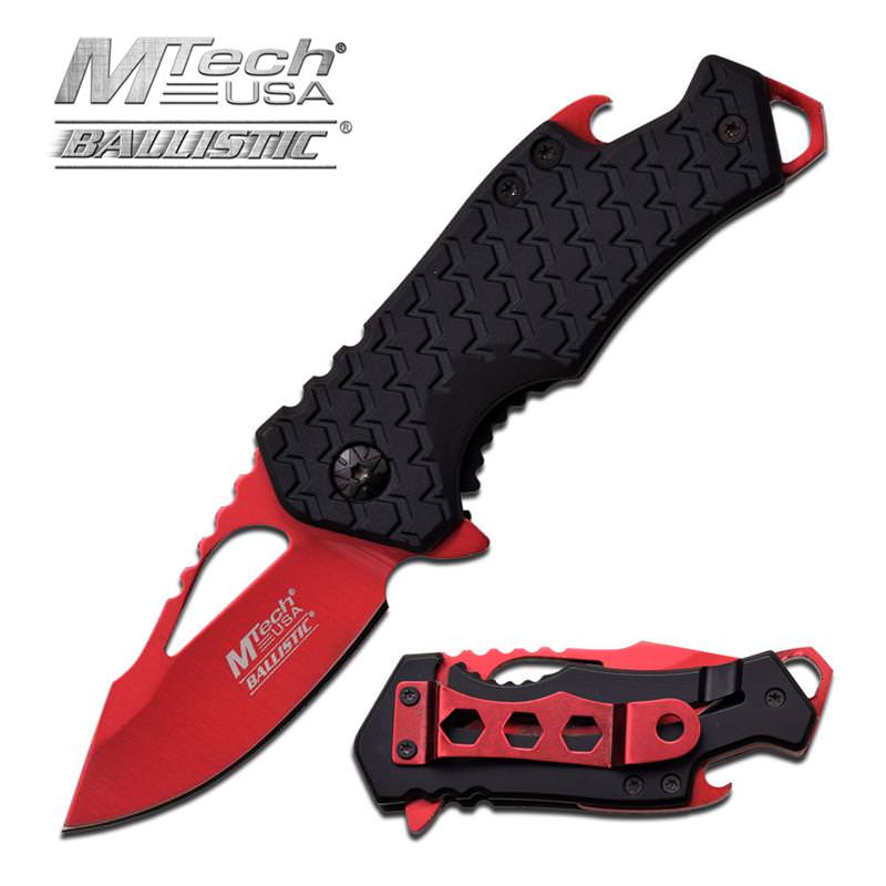 3 Inches Assisted Opening Knife Red Blade With Black Handle - Tophatter's Army Products & Self Defense Collectible Weapons - Tophatter Daily Deals