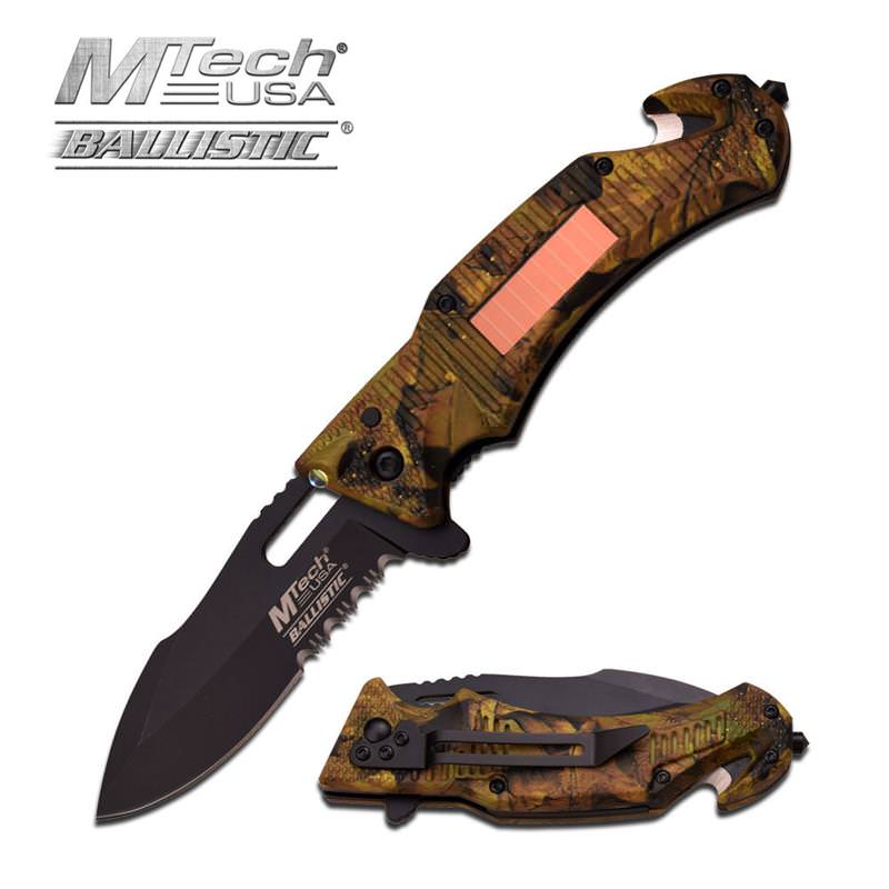 Leaf Camo Handle Solar Pannel LED Light Rescue Spring Assist Pocket Knife Collectible Weapons - Tophatter Daily Deals