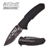 Mtech Serrated Blade Spring Assist Knife Stonewash Finish Metal Handle - TOPHATTER'S ARMORY DEALS Collectible Weapons - Tophatter Daily Deals