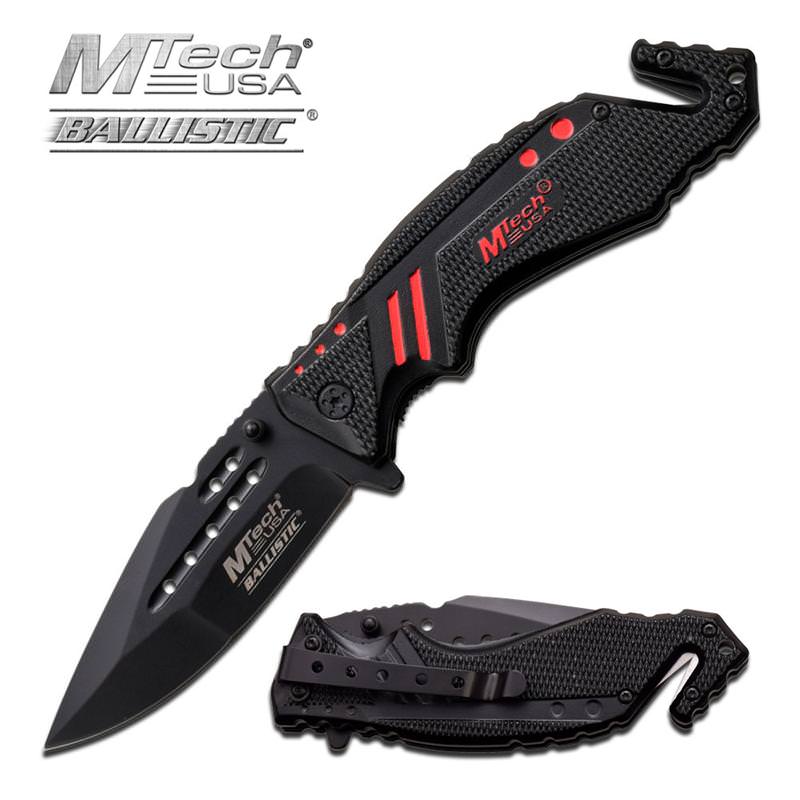 MTech Tactical Spring Assisted Knife Dual Blade Seat Belt Cutter - Tophatter's Guns'N'Weapons Store Collectible Weapons - Tophatter Daily Deals