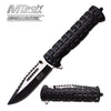 9" Black Silver Blade Tactical Glass Breaker Spring Assisted Knife Collectible Weapons - Tophatter Daily Deals