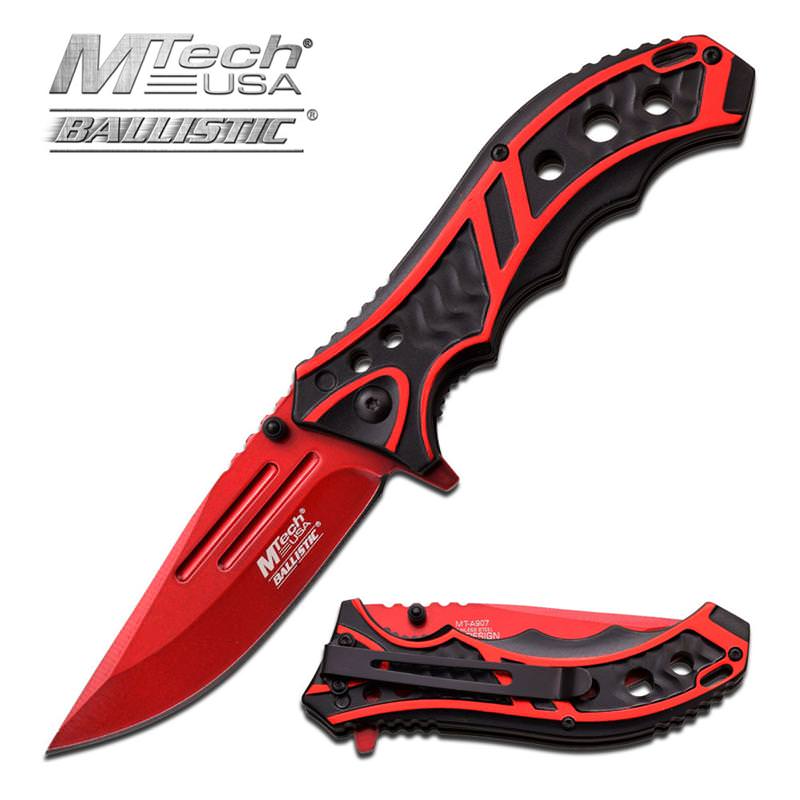 Mtech 3.5 Inch Closed Red Blade Assisted Opening Folding Knife Collectible Weapons - Tophatter Daily Deals