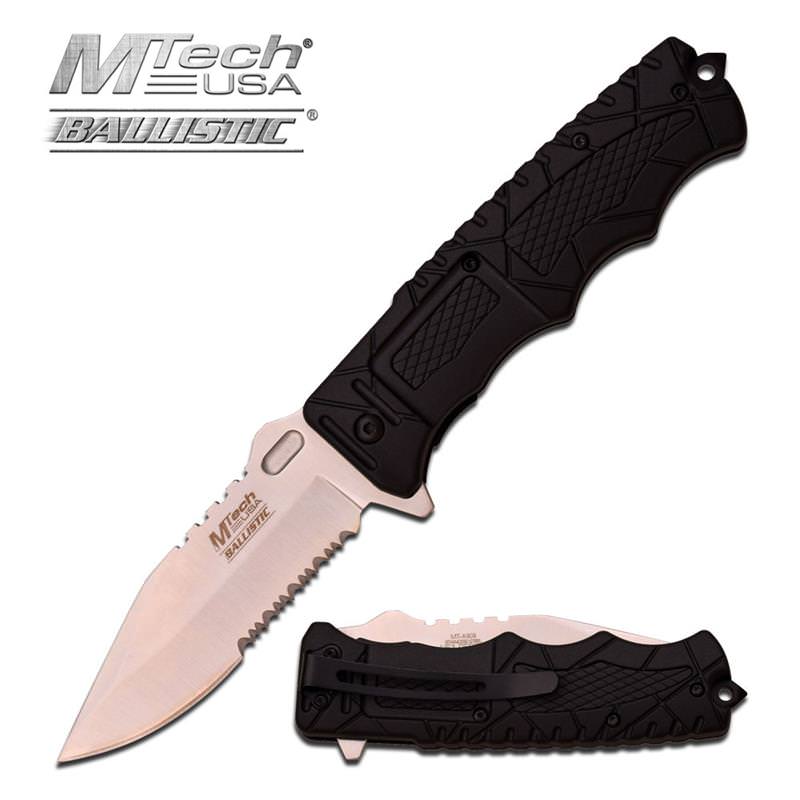 Mtech Serrated Rescue Folder Assisted Opening Pocket EDC Knife - TOPHATTER'S ARMORY DEALS Collectible Weapons - Tophatter Daily Deals
